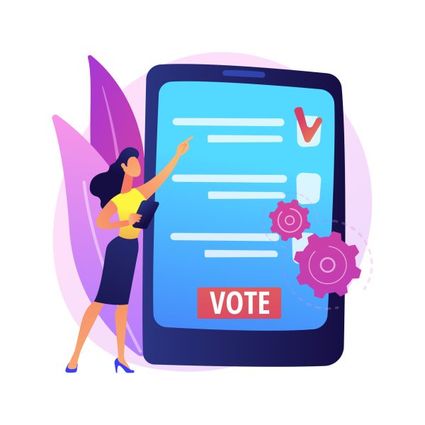 Electronic voting abstract concept vector illustration. Remote voting for elections could be a possibility soon. Using blockchain technology an IIT Madras incubated start-up held student elections via remote voting. Photo developed by Freepik
