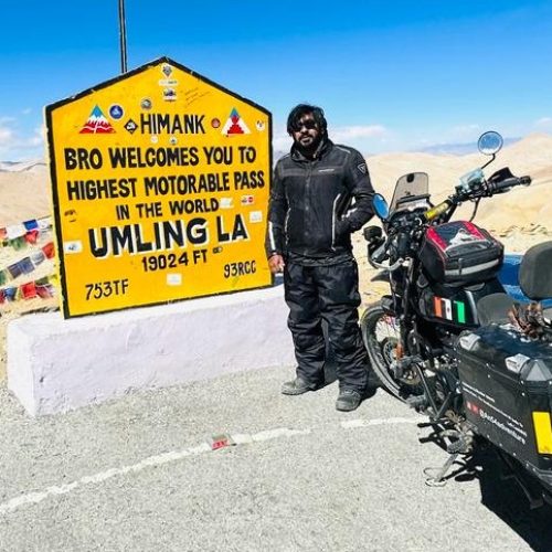 IMG-20231229-WA0756(1)~2 Ashraf Hanif from Andaman Islands who biked across India at Umling La on the Himalayas the world's highest motorable pass.